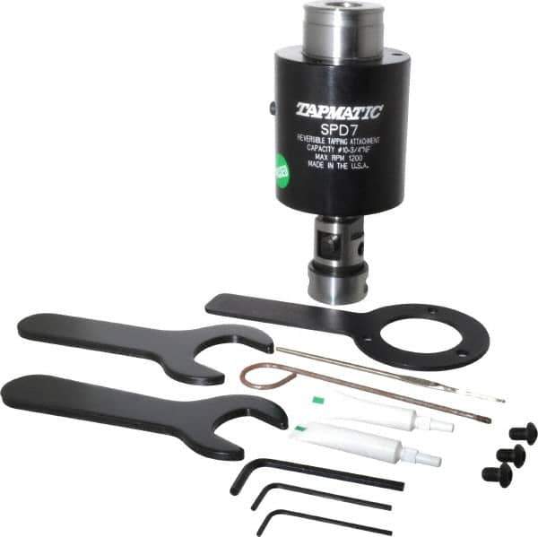Tapmatic - Model SPD-7, No. 10 Min Tap Capacity, 5/8 Inch Max Mild Steel Tap Capacity, JT3 Mount Tapping Head - 24100 (2441), 24000 (J440) Compatible, Includes Tap Clamping Wrenches, for CNC and Manual Machines - Exact Tool & Supply