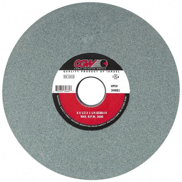 Camel Grinding Wheels - 8" Diam x 1-1/4" Hole x 1/2" Thick, I Hardness, 80 Grit Surface Grinding Wheel - Exact Tool & Supply