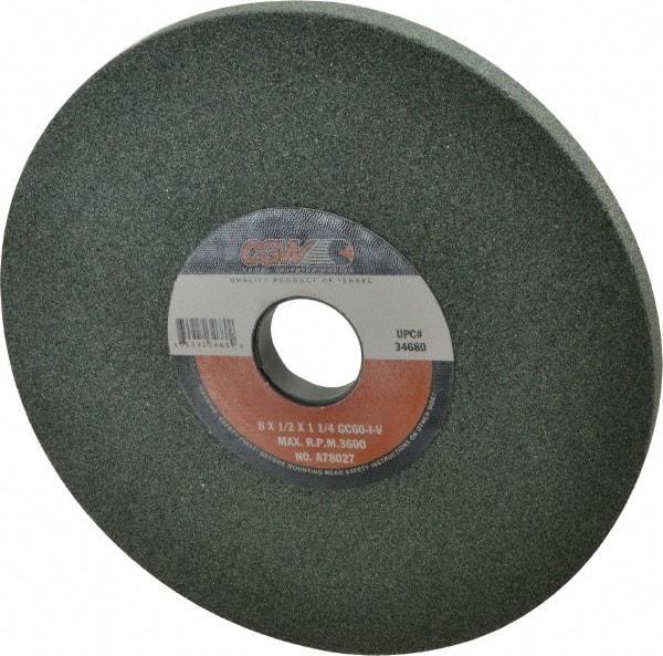 Camel Grinding Wheels - 8" Diam x 1-1/4" Hole x 1/2" Thick, I Hardness, 60 Grit Surface Grinding Wheel - Silicon Carbide, Type 1, Medium Grade, 3,600 Max RPM, Vitrified Bond, No Recess - Exact Tool & Supply
