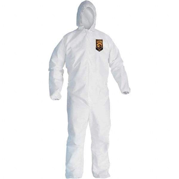 KleenGuard - Size 3XL SMS General Purpose Coveralls - White, Zipper Closure, Elastic Cuffs, Elastic Ankles, Serged Seams - Exact Tool & Supply