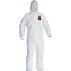 KleenGuard - Size 3XL SMS General Purpose Coveralls - White, Zipper Closure, Elastic Cuffs, Elastic Ankles, Serged Seams - Exact Tool & Supply