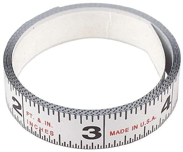 Starrett - Adhesive Tape Measures Length (Feet): 12.00 Length (Meters): 3.66 - Exact Tool & Supply