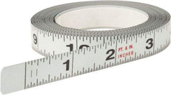 Starrett - 12 Ft. Long x 1/2 Inch Wide, 1/32 and 1/16 Inch Graduation, White, Steel Adhesive Tape Measure - Exact Tool & Supply
