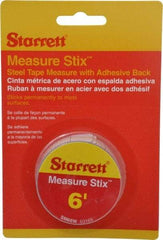 Starrett - 6 Ft. Long x 3/4 Inch Wide, 1/32 and 1/16 Inch Graduation, White, Steel Adhesive Tape Measure - Exact Tool & Supply