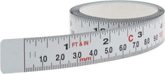 Starrett - 6 Ft. Long x 3/4 Inch Wide, 1/16 Inch Graduation, White, Steel Adhesive Tape Measure - Exact Tool & Supply