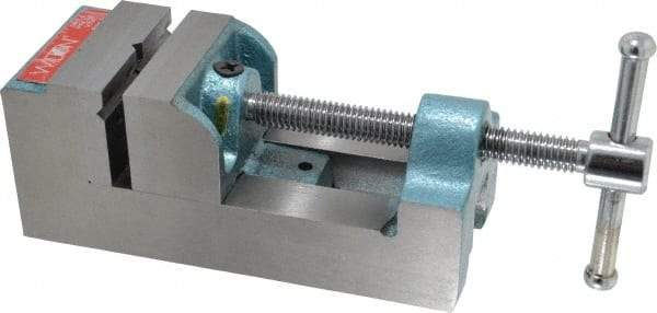 Wilton - 2-9/16" Jaw Opening Capacity x 1-1/2" Throat Depth, Horizontal Drill Press Vise - 2-1/2" Wide Jaw, Stationary Base, Standard Speed, 8-13/64" OAL x 3-3/4" Overall Height, Cast Iron - Exact Tool & Supply