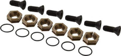 Kurt - 15/16" Aluminum Bronze Hex, 3/8-16 Stud Thread, Symmetrical Hex Clamp - 5/16" Hex Height, 2,200 Lb Holding Force, Alloy Steel Stud, 1" Long Thread, 30 Ft/Lb Torque, 6 Clamps - Exact Tool & Supply