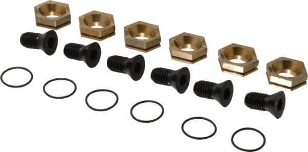 Kurt - 1-1/8" Aluminum Bronze Hex, 1/2-13 Stud Thread, Symmetrical Hex Clamp - 3/8" Hex Height, 2,600 Lb Holding Force, Alloy Steel Stud, 1.25" Long Thread, 83 Ft/Lb Torque, 6 Clamps - Exact Tool & Supply