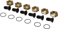 Kurt - 1-1/8" Aluminum Bronze Hex, 1/2-13 Stud Thread, Symmetrical Hex Clamp - 3/8" Hex Height, 2,600 Lb Holding Force, Alloy Steel Stud, 1.25" Long Thread, 83 Ft/Lb Torque, 6 Clamps - Exact Tool & Supply