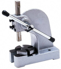 Interstate - 1-3/4" Ram, 6" Throat Depth, 3 Ton Manual Arbor Press - 12-1/2" Max Work Height x 12" Max Work Width, Single Leverage, 8" Base Width x 18" Base Depth - Exact Tool & Supply