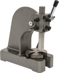 Interstate - 3/4" Ram, 3-1/4" Throat Depth, 1/2 Ton Manual Arbor Press - 4-1/2" Max Work Height x 6-1/2" Max Work Width, Single Leverage, 4" Base Width x 9-1/2" Base Depth - Exact Tool & Supply