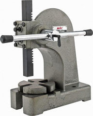 Interstate - 1" Ram, 4" Throat Depth, 1 Ton Manual Arbor Press - 5-1/4" Max Work Height x 8" Max Work Width, Single Leverage, 5" Base Width x 11" Base Depth - Exact Tool & Supply