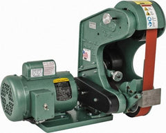 Burr King - 48 Inch Long x 2 Inch Wide Belt Grinder - 1 hp, 120 Volts, Vertical Belt, 6,000 Ft. per Min Belt Speed - Exact Tool & Supply