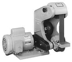 Burr King - 48 Inch Long x 2 Inch Wide Belt Grinder - 1 hp, 220 Volts, Vertical Belt, 6,000 Ft. per Min Belt Speed - Exact Tool & Supply