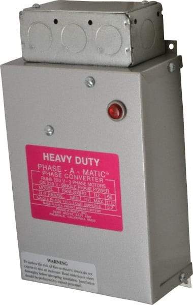 Made in USA - 3/4 to 1-1/2 hp Static Phase Converter - Exact Tool & Supply