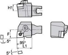 Kennametal - Left Hand Cut, Size KM25, CN.. Insert Compatiblity, External Modular Turning & Profiling Cutting Unit Head - 16mm Ctr to Cutting Edge, 30mm Head Length, Through Coolant, Series Kenloc - Exact Tool & Supply