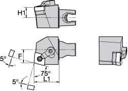 Kennametal - Right Hand Cut, Size KM25, CN.. Insert Compatiblity, External Modular Turning & Profiling Cutting Unit Head - 16mm Ctr to Cutting Edge, 30mm Head Length, Through Coolant, Series Kenloc - Exact Tool & Supply