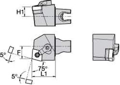 Kennametal - Right Hand Cut, Size KM25, CN.. Insert Compatiblity, External Modular Turning & Profiling Cutting Unit Head - 16mm Ctr to Cutting Edge, 30mm Head Length, Through Coolant, Series Kenloc - Exact Tool & Supply