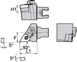 Kennametal - Left Hand Cut, Size KM25, DNMG 432 Insert Compatiblity, External Modular Turning & Profiling Cutting Unit Head - 16mm Ctr to Cutting Edge, 30mm Head Length, Through Coolant, Series Kenloc - Exact Tool & Supply