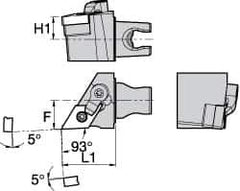 Kennametal - Left Hand Cut, Size KM25, DNMG 432 Insert Compatiblity, External Modular Turning & Profiling Cutting Unit Head - 16mm Ctr to Cutting Edge, 30mm Head Length, Through Coolant, Series Kenloc - Exact Tool & Supply