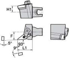 Kennametal - Left Hand Cut, Size KM25, VN.. Insert Compatiblity, External Modular Turning & Profiling Cutting Unit Head - 16mm Ctr to Cutting Edge, 30mm Head Length, Through Coolant, Series Kenloc - Exact Tool & Supply