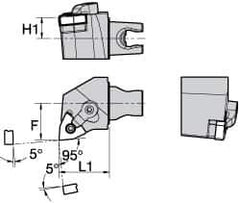 Kennametal - Left Hand Cut, Size KM25, WN.. Insert Compatiblity, External Modular Turning & Profiling Cutting Unit Head - 22mm Ctr to Cutting Edge, 30mm Head Length, Through Coolant, Series Kenloc - Exact Tool & Supply