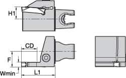 Kennametal - A4..04.. Insert, 30mm Head Length, 4mm Min Groove Width, Modular Grooving Cutting Unit Head - Right Hand Cut, System Size KM25, Series A4 - Exact Tool & Supply