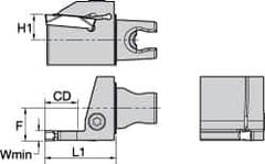 Kennametal - A4..04.. Insert, 30mm Head Length, 4mm Min Groove Width, Modular Grooving Cutting Unit Head - Right Hand Cut, System Size KM25, Series A4 - Exact Tool & Supply