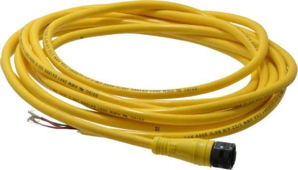 Brad Harrison - 4 Amp, 1/2-20 UNF Female Straight to Pigtail Cordset Sensor and Receptacle - 250 VAC/VDC, 3.70m Cable Length, IP67 Ingress Rating - Exact Tool & Supply