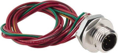 Brad Harrison - 4 Amp, 1/2-20 UNF Male Straight Receptacle - 250 VAC/VDC, 0.31m Cable Length, IP67 Ingress Rating - Exact Tool & Supply