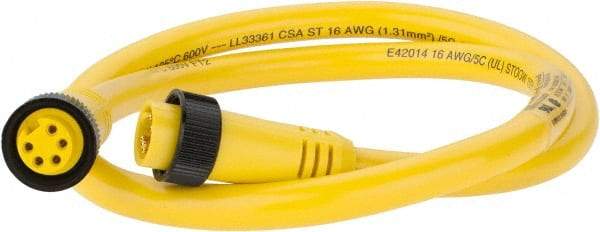 Brad Harrison - 8 Amp, Female Straight, Male Straight Cordset Sensor and Receptacle - 600 Volt, 0.91m Cable Length, IP67 Ingress Rating - Exact Tool & Supply