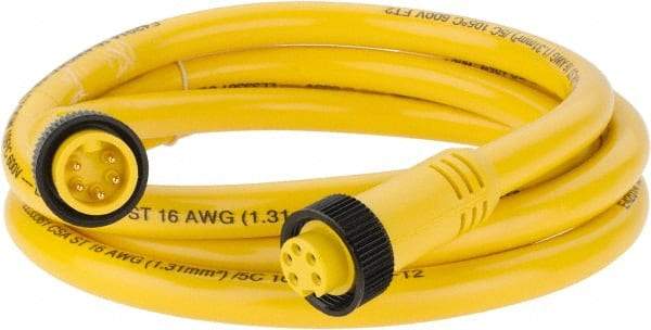 Brad Harrison - 8 Amp, Female Straight, Male Straight Cordset Sensor and Receptacle - 600 Volt, 1.83m Cable Length, IP67 Ingress Rating - Exact Tool & Supply