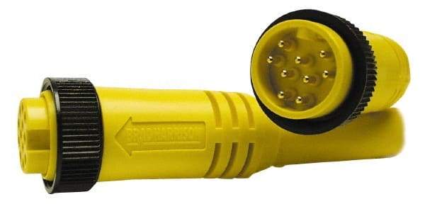 Brad Harrison - 7 Amp, Male Straight to Pigtail Cordset Sensor and Receptacle - 600 Volt, 3.66m Cable Length, IP67 Ingress Rating - Exact Tool & Supply