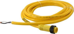 Brad Harrison - 13 Amp, Male Straight to Pigtail Cordset Sensor and Receptacle - 600 Volt, 3.66m Cable Length, IP67 Ingress Rating - Exact Tool & Supply