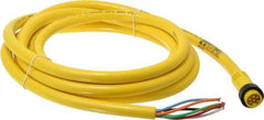Brad Harrison - 8 Amp, Male Straight to Pigtail Cordset Sensor and Receptacle - 600 Volt, 3.66m Cable Length, IP67 Ingress Rating - Exact Tool & Supply