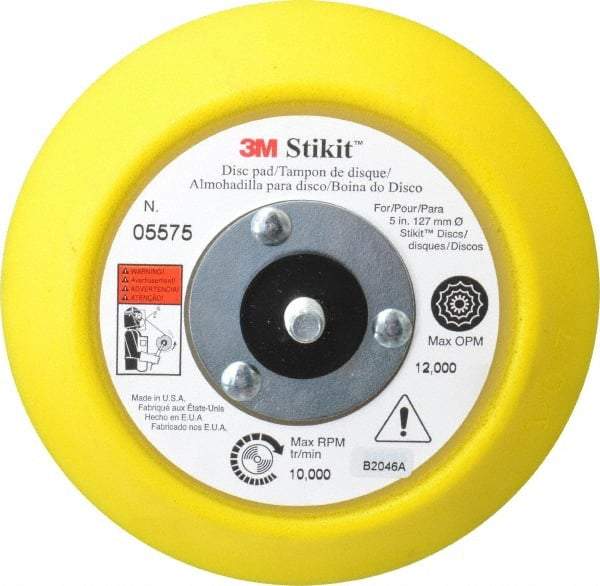 3M - 5" Diam Adhesive/PSA Disc Backing Pad - 3/4" Shank Diam, Medium Density, 10,000 RPM - Exact Tool & Supply