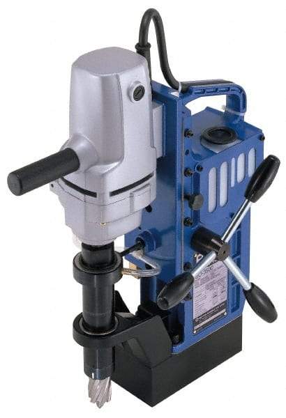 Nitto Kohki - 3/4" Chuck, 2" Travel, Portable Magnetic Drill Press - 700 RPM, 6 Amps, 1 hp, 680 Watts, 110-120 Volts - Exact Tool & Supply