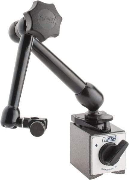 Noga - 175 Lb Magnetic Force, Fine Adjustment Indicator Positioner & Holder with Base - Articulated Arm, Rectangular Base, 55mm Base Height, 60mm Base Length, 50mm Base Width - Exact Tool & Supply