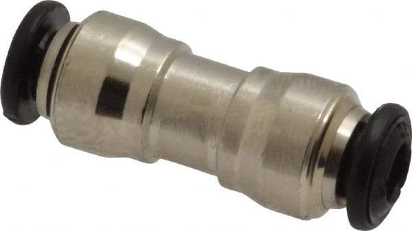 Alpha Technologies - 4mm Outside Diam, Nickel Plated Brass Push-to-Connect Tube Union - 250 Max psi, Tube to Tube Connection, Buna O-Ring - Exact Tool & Supply