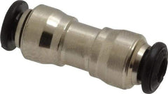 Alpha Technologies - 4mm Outside Diam, Nickel Plated Brass Push-to-Connect Tube Union - 250 Max psi, Tube to Tube Connection, Buna O-Ring - Exact Tool & Supply