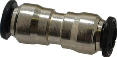Alpha Technologies - 5mm Outside Diam, Nickel Plated Brass Push-to-Connect Tube Union - 250 Max psi, Tube to Tube Connection, Buna O-Ring - Exact Tool & Supply