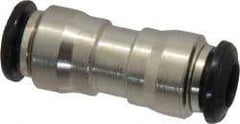 Alpha Technologies - 6mm Outside Diam, Nickel Plated Brass Push-to-Connect Tube Union - 250 Max psi, Tube to Tube Connection, Buna O-Ring - Exact Tool & Supply
