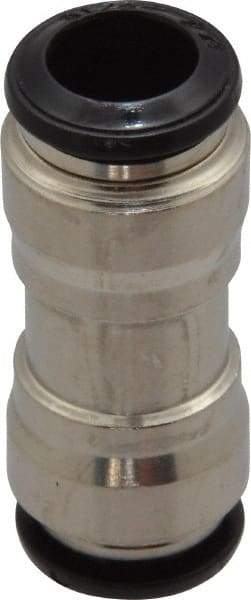 Alpha Technologies - 8mm Outside Diam, Nickel Plated Brass Push-to-Connect Tube Union - 250 Max psi, Tube to Tube Connection, Buna O-Ring - Exact Tool & Supply