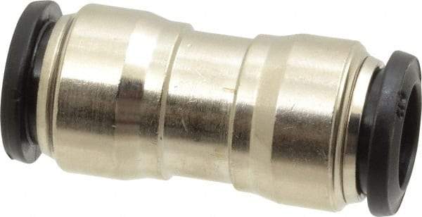Alpha Technologies - 12mm Outside Diam, Nickel Plated Brass Push-to-Connect Tube Union - 250 Max psi, Tube to Tube Connection, Buna O-Ring - Exact Tool & Supply