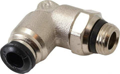 Alpha Technologies - 5mm Outside Diam, 1/8 Universal, Nickel Plated Brass Push-to-Connect Tube Male Swivel Elbow - 250 Max psi, Tube to Universal Thread Connection, Buna O-Ring - Exact Tool & Supply