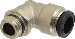 Alpha Technologies - 12mm Outside Diam, 3/8 Universal, Nickel Plated Brass Push-to-Connect Tube Male Swivel Elbow - 250 Max psi, Tube to Universal Thread Connection, Buna O-Ring - Exact Tool & Supply