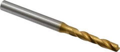 OSG - #10 130° Spiral Flute Cobalt Screw Machine Drill Bit - TiN Finish, Right Hand Cut, 1-3/16" Flute Length, 3" OAL, Standard Point, Straight Shank - Exact Tool & Supply