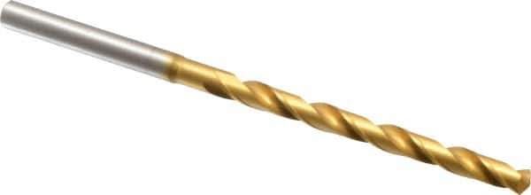 OSG - #18 130° Cobalt Jobber Drill - TiN Finish, Right Hand Cut, Spiral Flute, Straight Shank, 3-9/16" OAL, Standard Point - Exact Tool & Supply