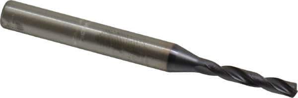 Kennametal - 3.0988mm 140° Spiral Flute Solid Carbide Screw Machine Drill Bit - Right Hand Cut, 20mm Flute Length, 62mm OAL, Standard Point, Straight Shank - Exact Tool & Supply