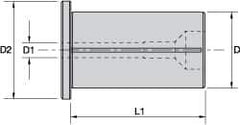 Kennametal - 1/2" ID x 1-1/4" OD, 1.417" Head Diam, Slotted Hydraulic Chuck Sleeve - Steel, 2.362" Length Under Head, Through Coolant - Exact Tool & Supply